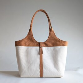8号帆布のたっぷり入るツートントート(キャメル×生成)