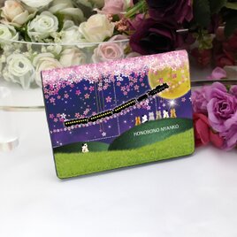 定期入れ/パス入れ/名刺入れ  カードケース 【ほのぼのにゃんこ（さくら銀河鉄道ミッドナイト）】（名入れ可）