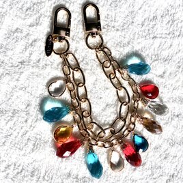 高密度ガラスの煌めき マルチカラーチェーンバッグチャーム