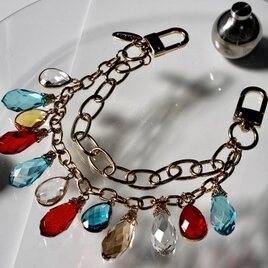 高密度ガラスの煌めき マルチカラーチェーンバッグチャーム