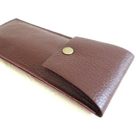 《ゴートスキン》・フラットペンケース・赤茶・ゴートスキンソフトシュリンク・0113