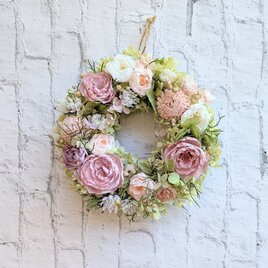 プリザーブドローズいっぱいのリース（ライラックピンク）[p20261009]