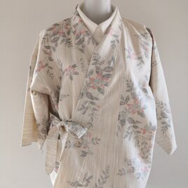 二部式上着　紬（薄生成色枝花）
