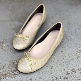 22.5cmのみ/ラメゴールド/フラットパンプス/ラウンンド