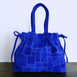 【一点物】ピッグスエードの巾着トート ロイヤルブルー