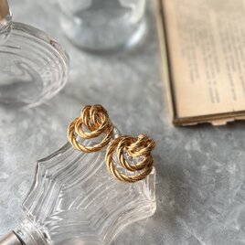 PA466-【 AVON 】エイボン・ヴィンテージピアス 1980's Gold Tone Rope Twist Knot