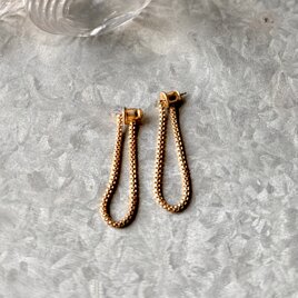 P749-ヴィンテージピアス U.S.A. 1980〜90's Gold Tone Box Chain Loop Studs
