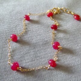 14kgf ルビーロンデルシンプルブレスレット k14gf　