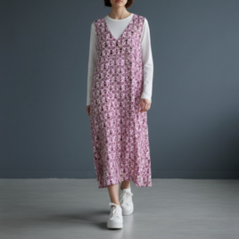 2way　ジャンパースカート【送料込み】着物リメイクリ　ワイン