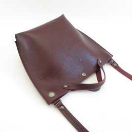 サックっと持てる♪《牛革》２WAYショルダーバッグ・ダークワイン・シュリンク・0139