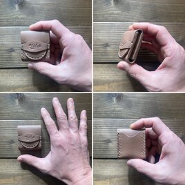 ピックケース・ピンクブラウン(糸・ベージュ)