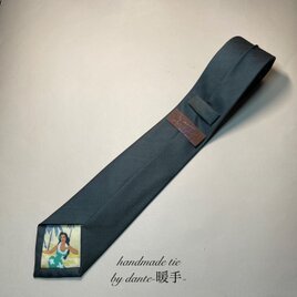 【受注製作】グリーン　ストライプ　フラガール　ハワイ　ネクタイ　プレゼント　ギフト　　【別途】名入れ　イニシャル