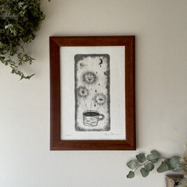 紙版画 ドライポイント『ゆたゆた。』【額入り】