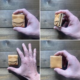 ピックケース・イエロー(糸・白/ヤギ革ソフトタイプ)