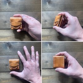 ピックケース・キャメル(糸・白/ヤギ革ソフトタイプ)