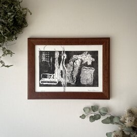 紙版画 コラグラフ『よととも。』【額入り】