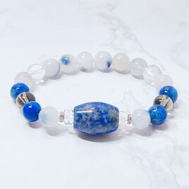 ⭐️ラスト一点⭐️心の迷いや停滞を解きほぐす パワーストーンブレスレット｜ラピスラズリ・デュモルチライト No.847