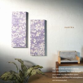 2枚セット ファブリックパネル 桜 SAKURA 淡い紫 寝室 オブジェ 壁掛け アートパネル 日本製
