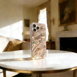 デコ電 ハンドメイド  キラキラビジュー スマホケース 韓国風 Galaxy Pixel iPhone 全機種対応