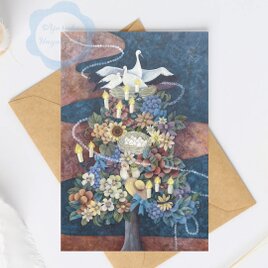 （67）コウノトリと花束の木　ポストカード　3枚セット