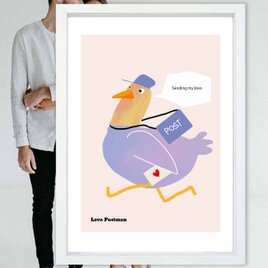 恋の配達員　鳥　送料無料 　あらゆるお部屋のポスター　イラスト　ポスター　アートポスター　アート/sei検索新着順　3954