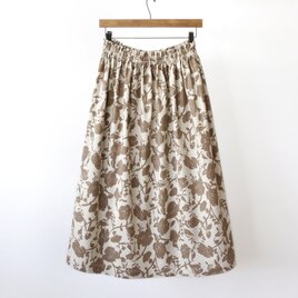 ★新作【即納】コーデュロイ ボタニカル シルエット ギャザースカート（ ベージュ ）コール天