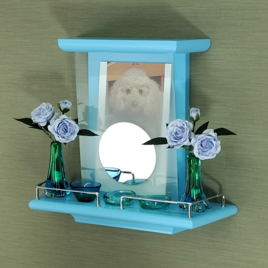 【 未来神棚　 心の鏡 】　推し活　ブルー　二社宮神棚　モダン神棚　壁掛け型　ハンドメイドオリジナル商品