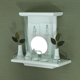 【 未来神棚　 心の鏡 】　推し活　ホワイト　二社宮神棚　モダン神棚　壁掛け型　ハンドメイドオリジナル商品