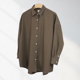 ラスト1点【尾州ウール100%】ワイドタック長袖シャツ