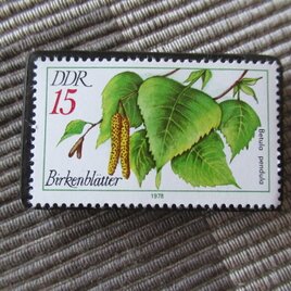 ドイツ　「オオバコ」切手ブローチ10734