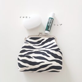 がま口 財布 ポーチ ゼブラ柄 日常使い おでかけ プチギフト ミニ財布