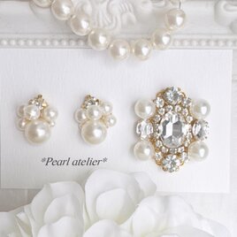 セレモニーパールSet✨　【ピアス＆ブローチ】