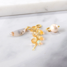 春光の余韻 ― デンドリティックオパール × シトリン × オパール × アコヤ真珠 3wayペンダントトップ14kgf