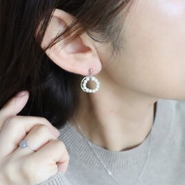 淡水パール ダブルサークルピアス/イヤリング