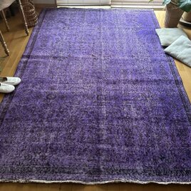 超大判167×253 パープルオーバーダイ　ボタニカル　トルコヴィンテージラグ