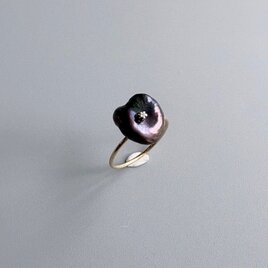 1粒ブラックバロック ケシ パール リング 一点物