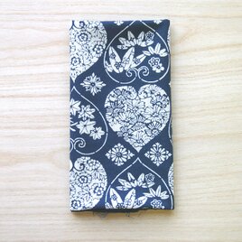 天然藍の型染め手拭い　  華葵