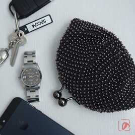 ばあば ⁛ つぶつぶガラスビーズの大きめがま口（Plumbum・2174）