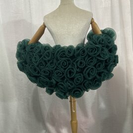 カラードレス グリーン ポンチョ バラトレーン 上質オーガンジー ブライダル 結婚式 前撮り