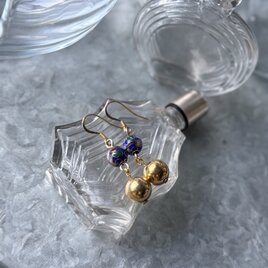 P751-ヴィンテージピアス U.S.A. 1980-90's Cloisonne and Gold Tone Beaded