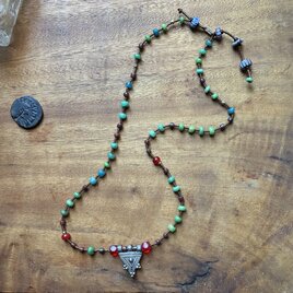 ＊古のとらいばるなネックレス。@エチオピアメタルチャーム＋フランスデッドストックシードビーズ＋貿易風のビーズ＋古いビーズなど