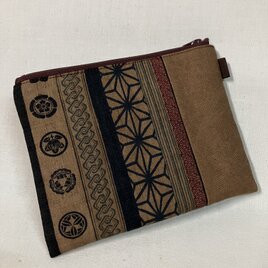 柿渋染め　ぺたんこポーチ　26B1