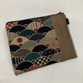 柿渋染め　ぺたんこポーチ　26B