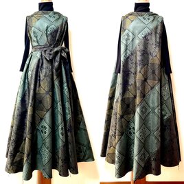 大島紬　パッチワークドレス　着物リメイク