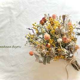 ミモザとセージのスワッグ ブーケ