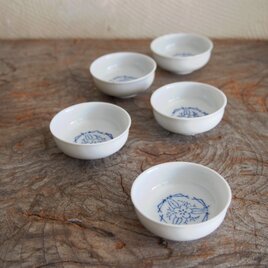 見込みに松竹梅　豆皿の様な盃　豆皿　五個組