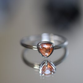 RG10-164 シルバー 非加熱 金橙色 スピネル リング ミャンマー産 フリーサイズ 指輪 金属アレルギー対応