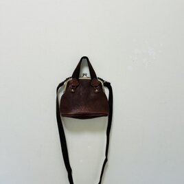 姫路レザー2wayがま口ポシェット◆焦げ茶　カード入れ　名刺入れ　2026 革バック　