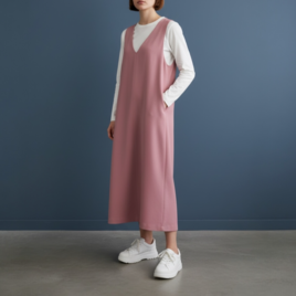 ジャンパースカート【送料込み】着物リメイクリ　ピンク