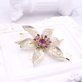 【Sarah Coventry 】フラワーモチーフ ラインストーン ブローチ＊Floral Brooch 1960s–1970s